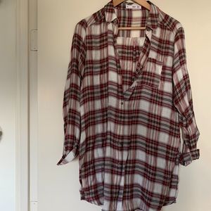 Mango longline plaid shirt